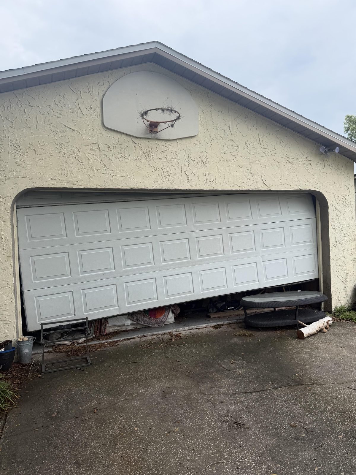 Damaged garage door panel